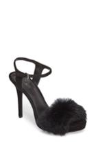 Women's Michael Michael Kors Faye Genuine Rabbit Fur Sandal M - Black