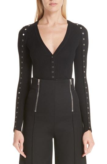 Women's Alexander Wang Snap Sleeve Cardigan - Black