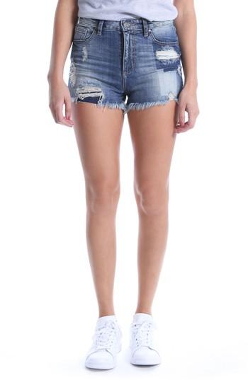 Women's Kut Kollection High Waist Ripped Denim Shorts - Blue
