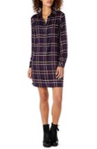 Women's Michael Stars Plaid Henley Shirtdress - Blue