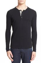 Men's Wings + Horns 'base' Long Sleeve Henley, Size - Black