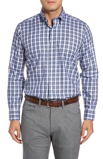 Men's Peter Millar Peyto Regular Fit Plaid Sport Shirt, Size - Blue/green