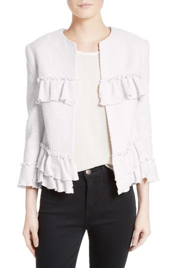 Women's Helene Berman Frill Tweed Jacket - Ivory