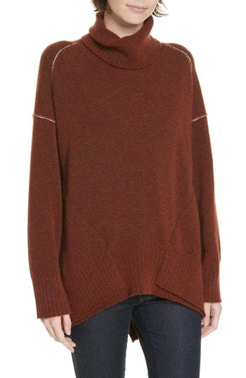 Women's Brochu Walker Seam Detail Cashmere Blend Sweater - Red