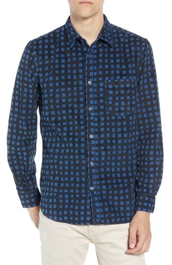 Men's French Connection Gridlock Regular Fit Corduroy Shirt - Blue