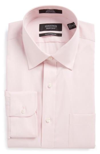 Men's Nordstrom Men's Shop Traditional Fit Non-iron Solid Dress Shirt - 32 - Pink