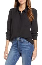 Women's & .layered Button-up Blouse - Black