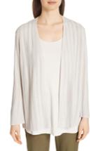 Women's Eileen Fisher Bell Cuff Silk Blend Cardigan, Size - Ivory