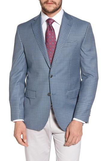 Men's David Donahue Arnold Classic Fit Check Wool Sport Coat L - Blue