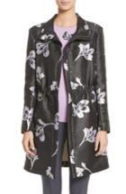 Women's St. John Collection Falling Flower Jacquard Coat, Size - Grey