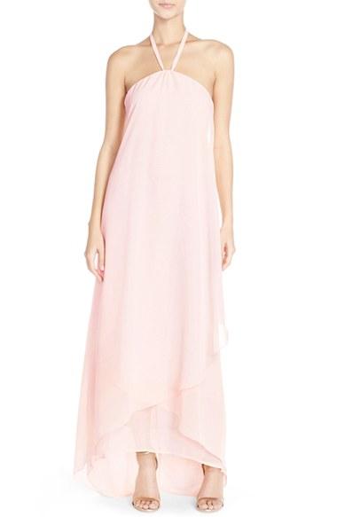Women's Nouvelle Amsale 'dakota' High/low Chiffon Halter Gown
