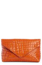 Dries Van Noten Croc Embossed Leather Clutch - Brown