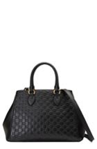 Gucci Large Top Handle Signature Soft Leather Tote - Black