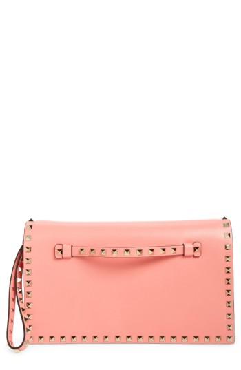 Valentino Garavani Rockstud Leather Flap Clutch -