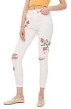 Women's Topshop Jamie Embroidered Skinny Jeans X 30 - White