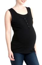 Women's Nom Maternity Snap Placket Maternity/nursing Tank - Black