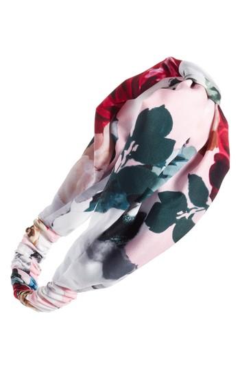 Cara Flower Print Knot Head Wrap, Size - Pink