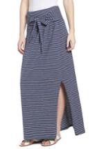 Women's Caslon Tie Front Cotton Maxi Skirt, Size - Blue