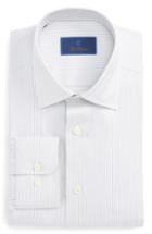 Men's David Donahue Regular Fit Stripe Dress Shirt .5 32/33 - Grey