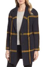 Women's Dkny Textured Plaid Wool Blend Coat