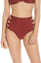 Women's Bca Love Letters High Waist Bikini Bottoms - Burgundy