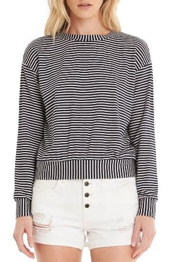 Women's Michael Stars Stripe Crop Sweatshirt - White