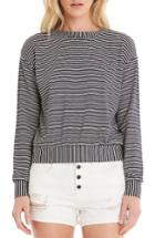 Women's Michael Stars Stripe Crop Sweatshirt - White