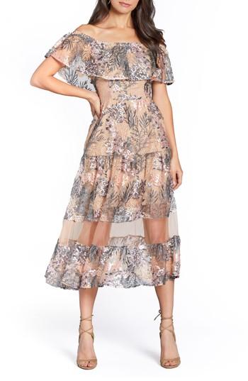 Women's Dress The Population Gabriella Off The Shoulder Dress - Pink