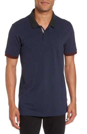 Men's Boss Contrast Trim Polo, Size - Blue