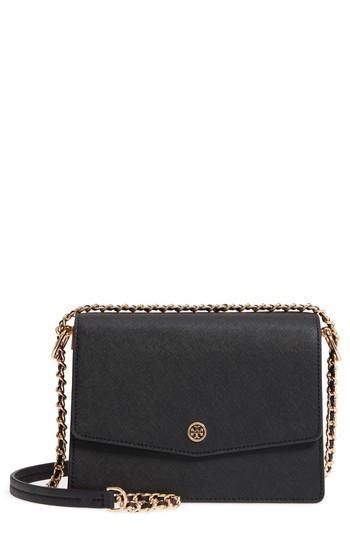 Tory Burch Robinson Convertible Leather Shoulder Bag - Black