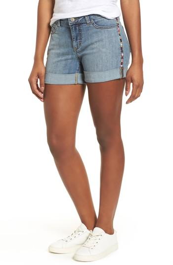 Women's Caslon Embroidered Seam Boyfriend Denim Shorts - Blue