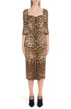 Women's Dolce & Gabbana Leopard Print Bustier Bodice Sheath Dress Us / 40 It - Brown
