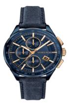 Men's Versace Glaze Chronograph Leather Strap Watch, 44mm