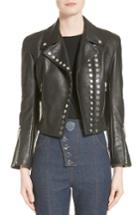Women's Alexander Wang Snap Leather Moto Jacket