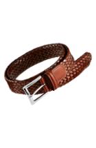Men's Anderson's Woven Leather Belt - Mid Brown