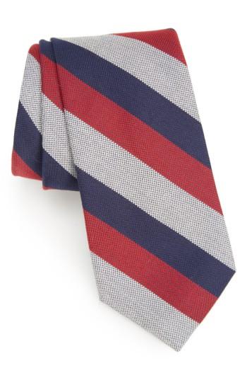 Men's Calibrate Byron Stripe Cotton Blend Tie, Size - Red