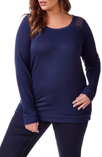 Women's Addition Elle Love And Legend Mesh Yoke Sweatshirt