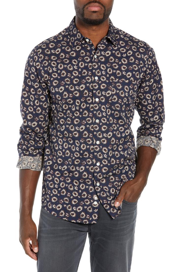 Men's Rodd & Gunn Ellerby Regular Fit Sunflower Print Sport Shirt - Blue