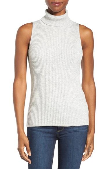 Women's Press Sleeveless Rib Knit Turtleneck