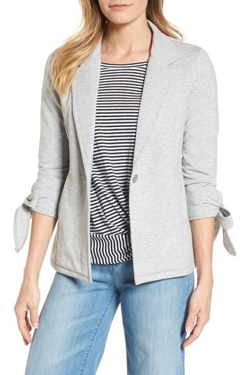 Women's Caslon Tie Sleeve Stretch Knit Blazer - Grey