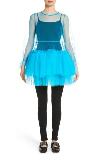 Women's Molly Goddard Agatha Tulle Mini Dress Us / 8 Uk - Blue