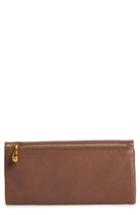 Women's Hobo Eagle Calfskin Leather Trifold Wallet - Brown