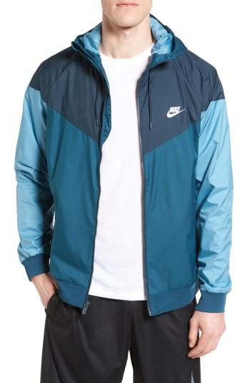 Men's Nike 'windrunner' Colorblock Jacket - Blue/green