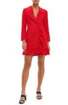 Women's Topshop Ruffle Blazer Dress Us (fits Like 0-2) - Red