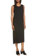 Women's Eileen Fisher Round Neck Calf Length Jersey Dress - Black