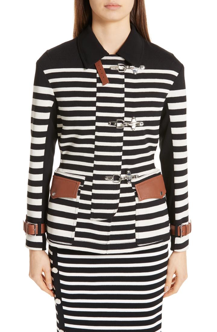 Women's Altuzarra Leather Detail Stripe Jacket