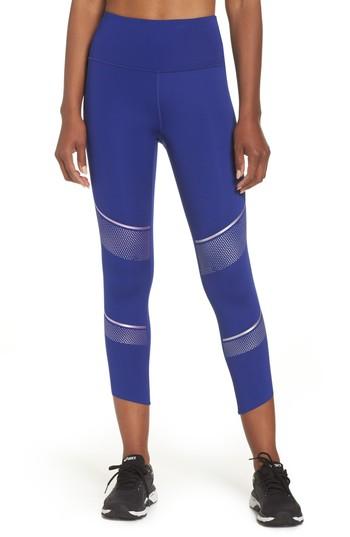 Women's Under Armour Breathelux Metallic Crop Studio Leggings - Blue