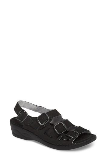 Women's David Tate Luna Slingback Wedge Sandal M - Black