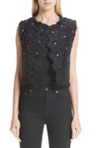 Men's Noir Kei Ninomiya Floral Faux Fur Vest - Black