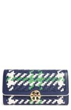 Women's Tory Burch Duet Chain Woven Leather Continental Wallet -